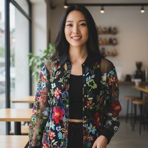 Vibrant Floral Blouse and Coordinating Pants